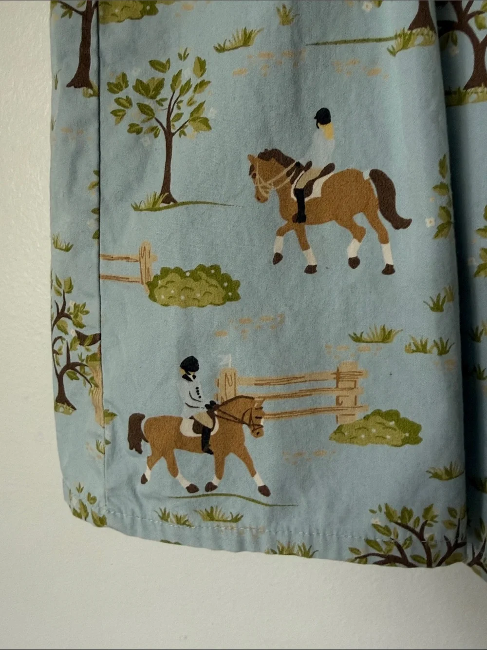 girls 6 Gymboree blue horse equestrian riding dress print club pleated cotton